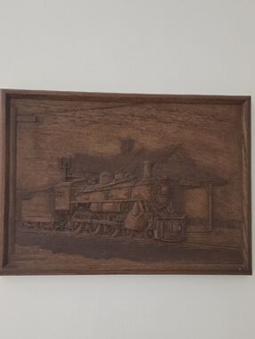 Vintage Kim Murray Wood Carving Train Relief – Canada Series Railway Wall Art